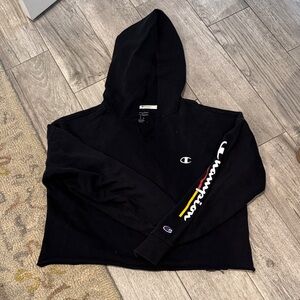 Champion women’s Black Hoodie with Multicolor Sleeve